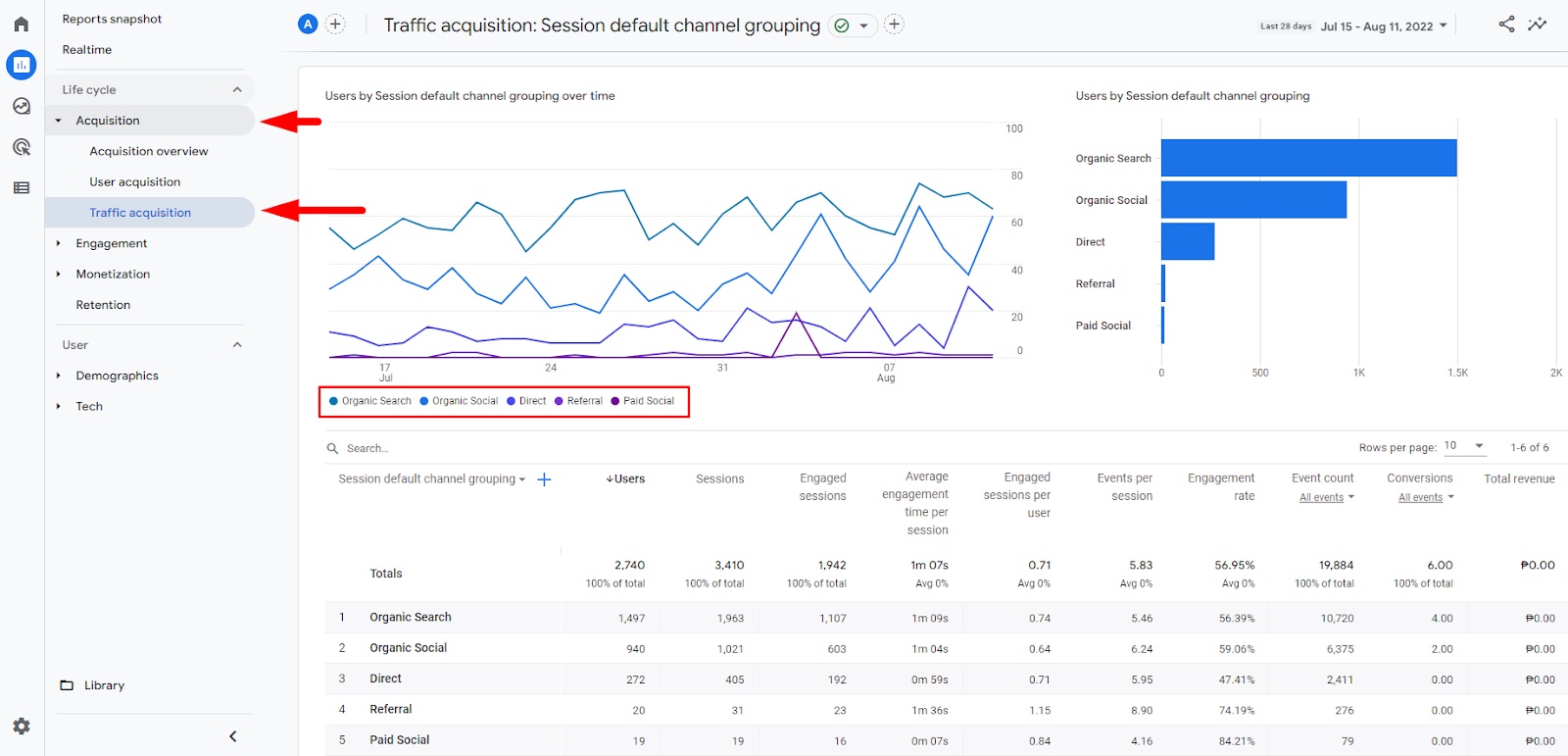 Website search traffic and analytics